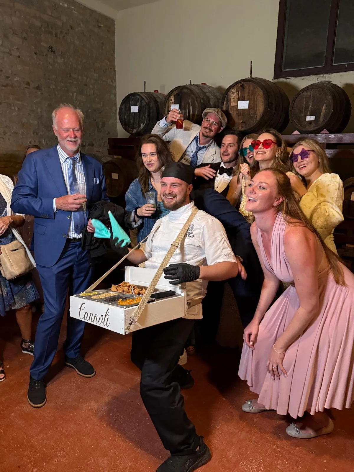 Outdoor feast for international guests in Tuscany